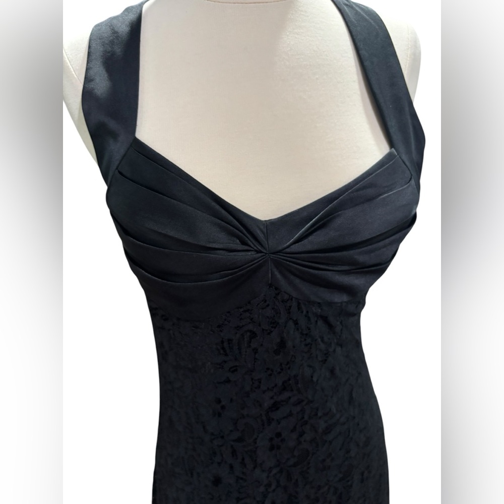 Calvin Klein Black Lace/Satin Floor Length Maxi Ball/Prom Dress-size 2 - Picture 2 of 12